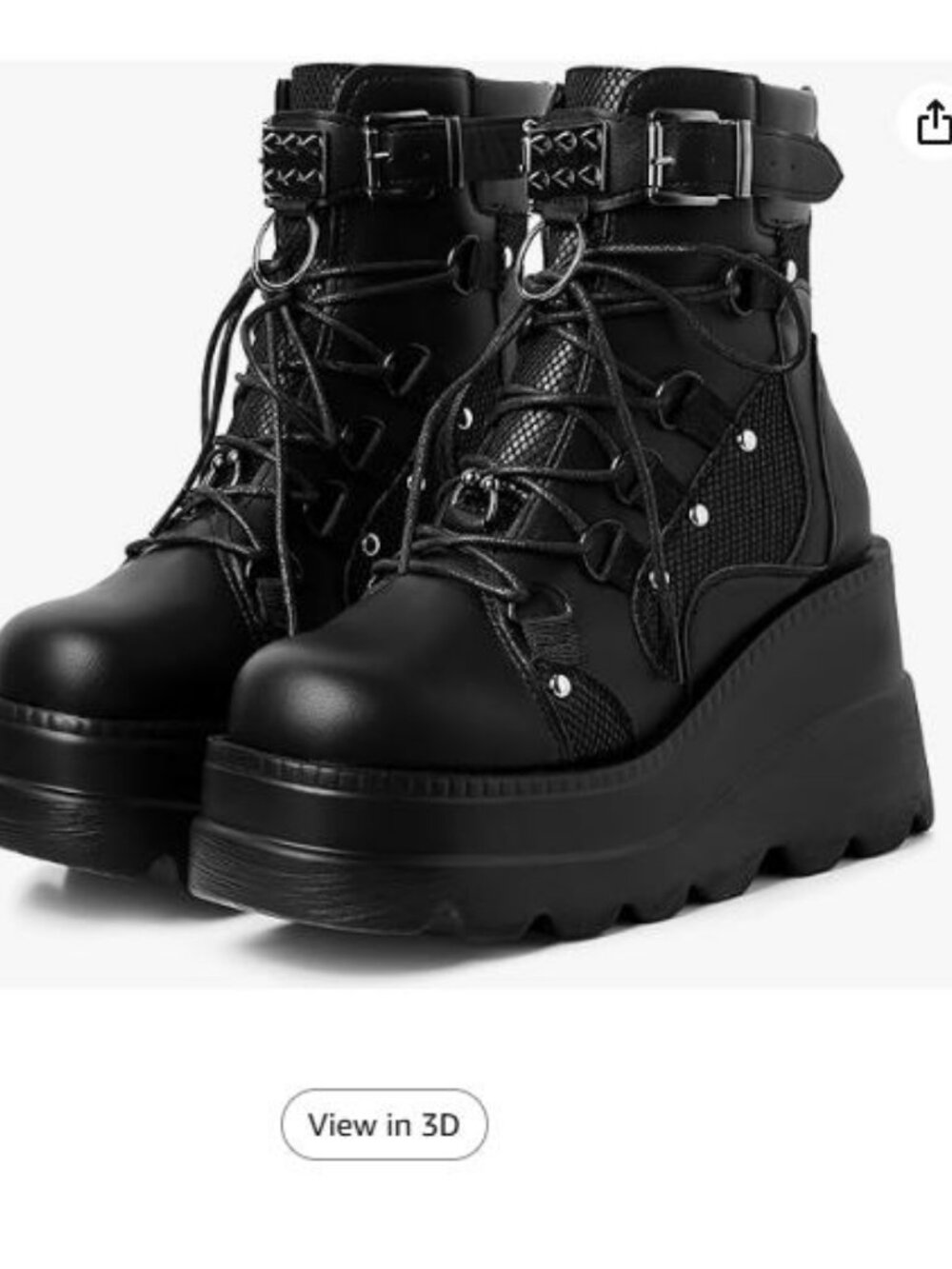 Gothic Platform Ankle Boots Lace Up Buckle Studded Wedge Combat Booties Chunky
